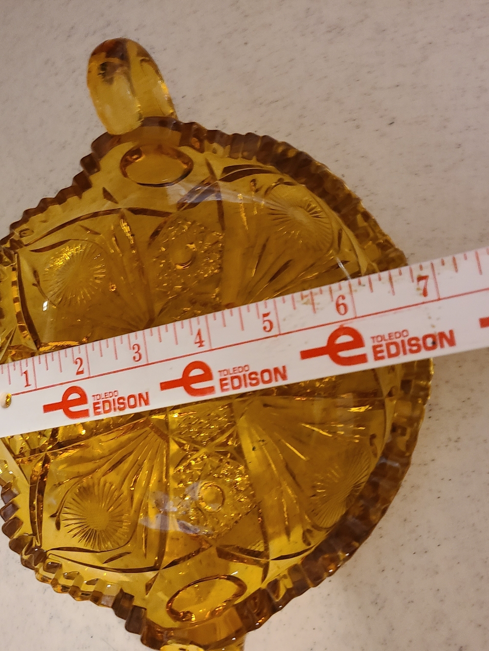 Amber Pressed Glass Serving Dish - Picture 8 of 12